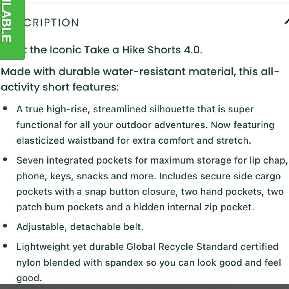 NWOT Alder Apparel take a hike short 2.0 - Picture 6 of 6